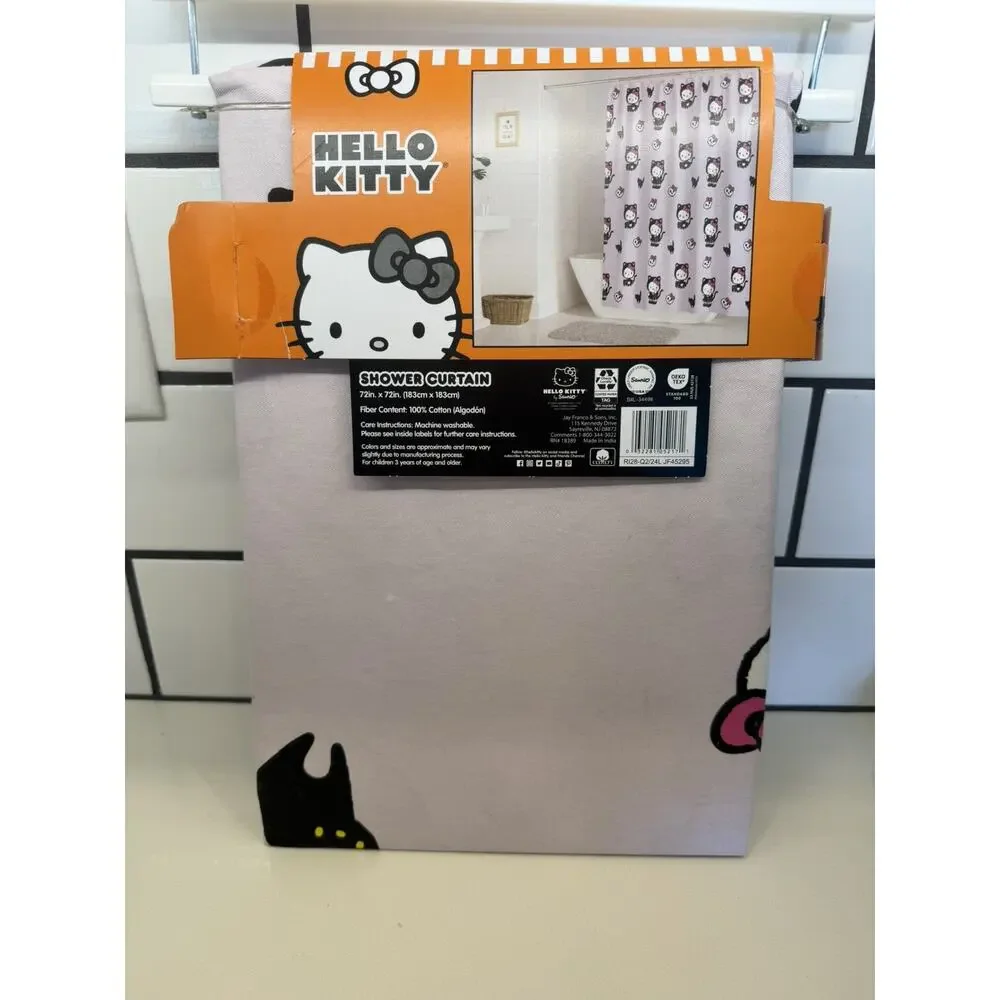 Hello Kitty Halloween Shower Curtain Black Cats Lilac Black 72